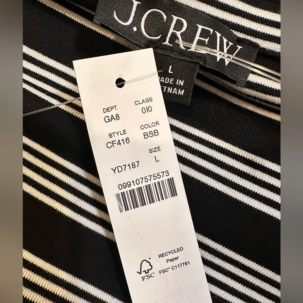 J. Crew Long-sleeve button-up‎ top in striped refined rib NWT